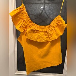 Anthropology yellow off the shoulder shirt XL